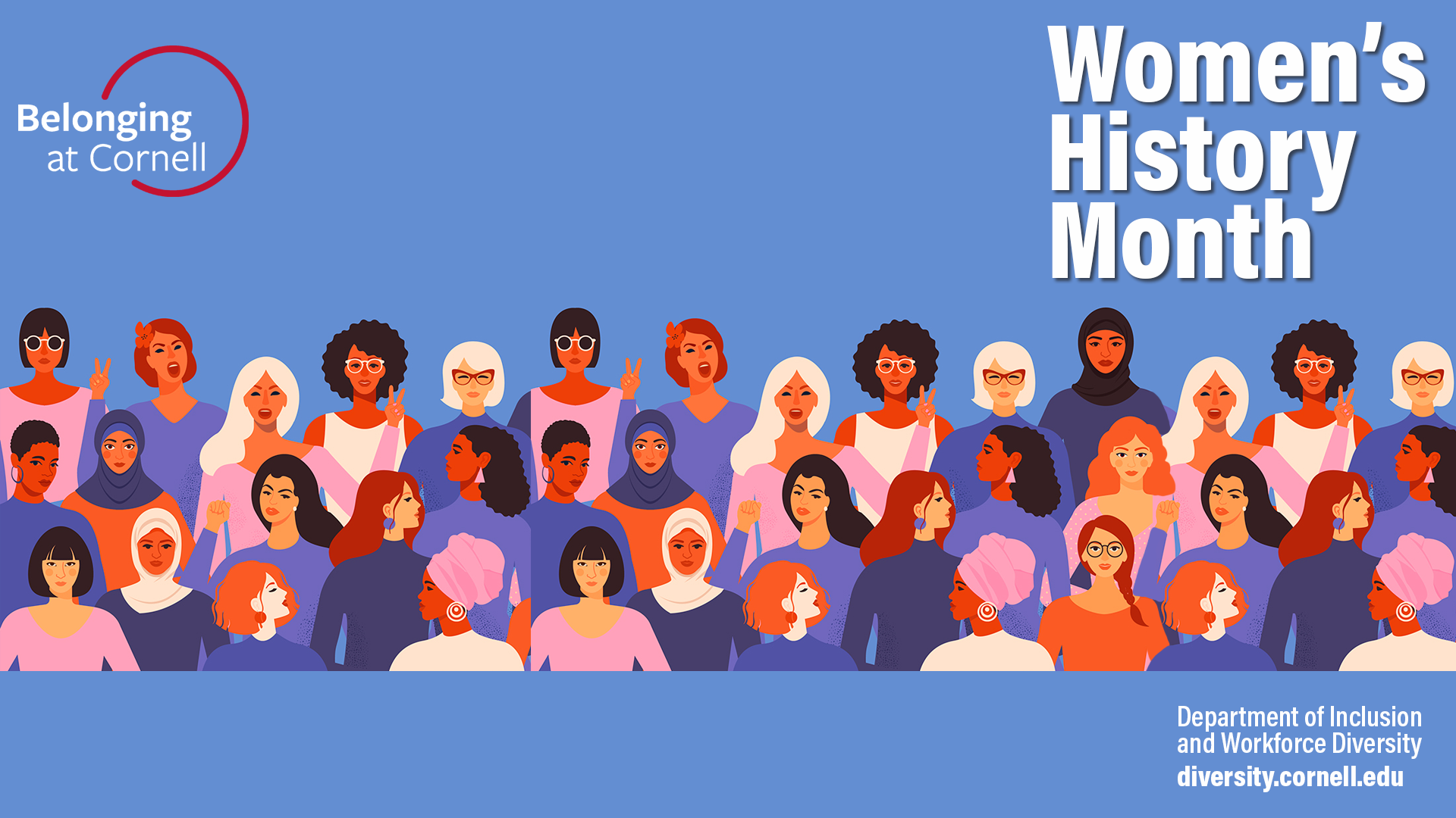 Zoom image for Women's History Month with women of different racial/ethnic backgrounds and gender expressions.